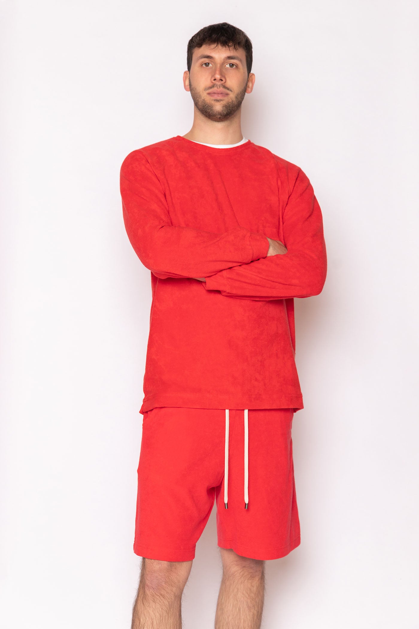 Bermuda Lungo con Tasche Profonde Rosso