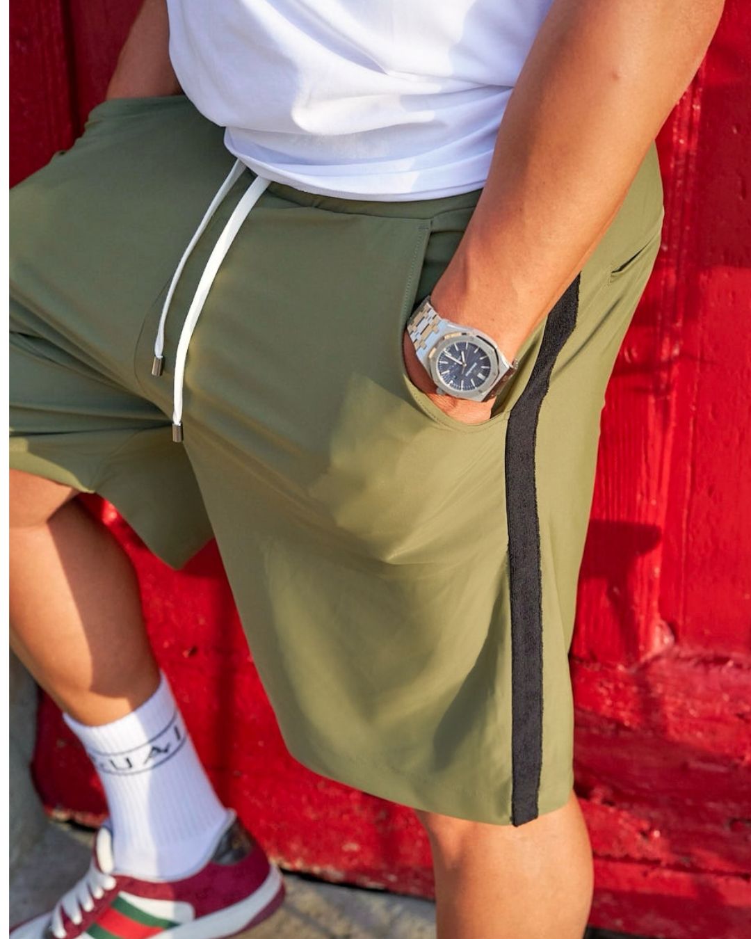 Bermuda Lungo in Lycra con Tasche profonde Deep Forest Green