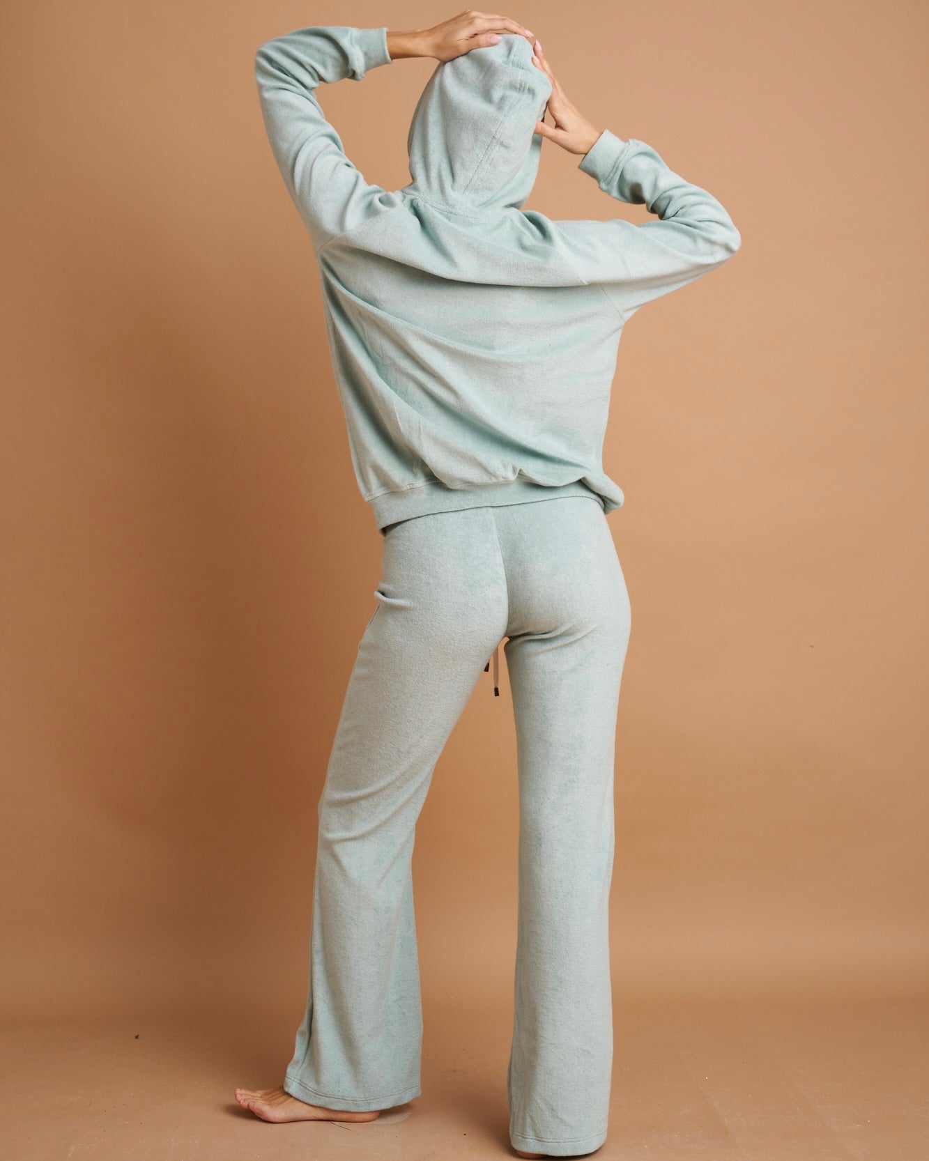 Felpa Zip in Spugna con Cappuccio