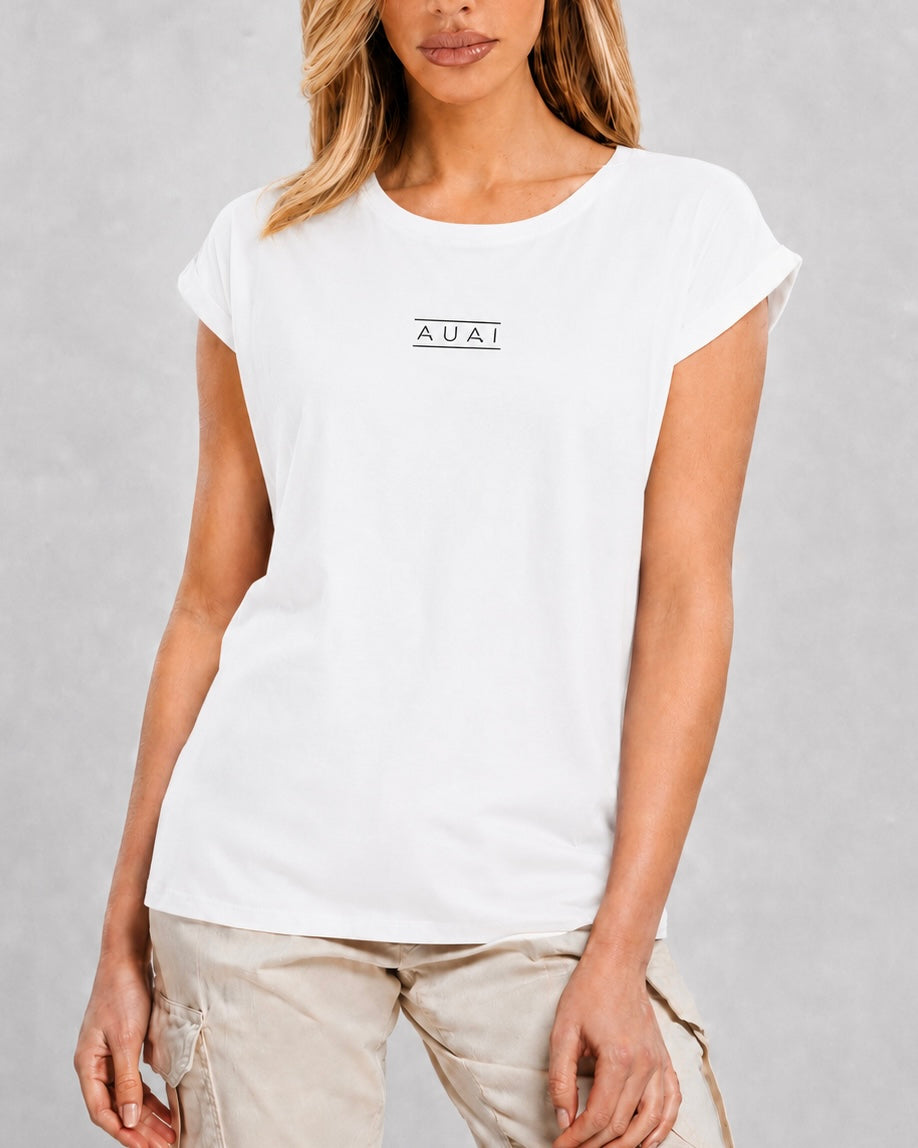 T-Shirt Con Maniche Risvolto In Cotone