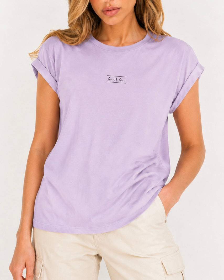 T-Shirt Con Maniche Risvolto In Cotone