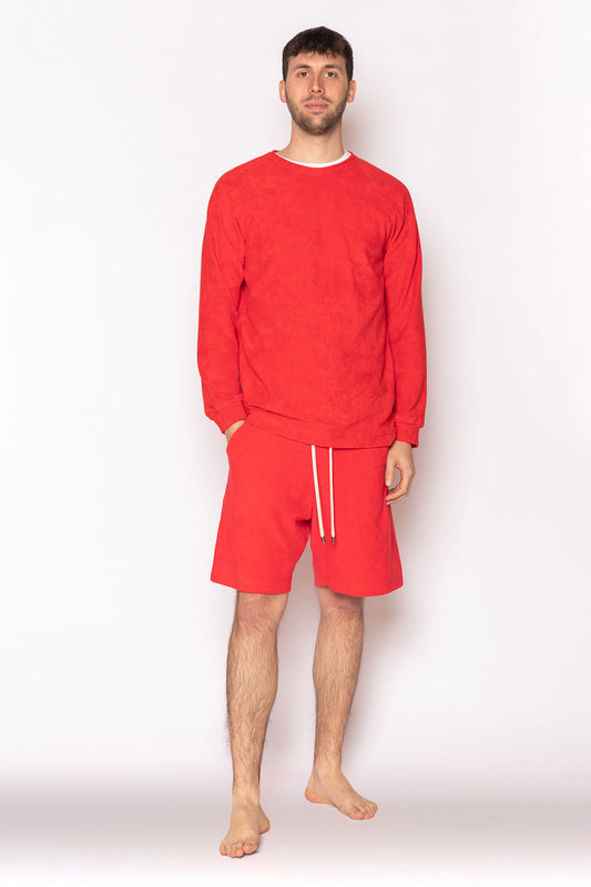 Bermuda Lungo con Tasche Profonde Rosso
