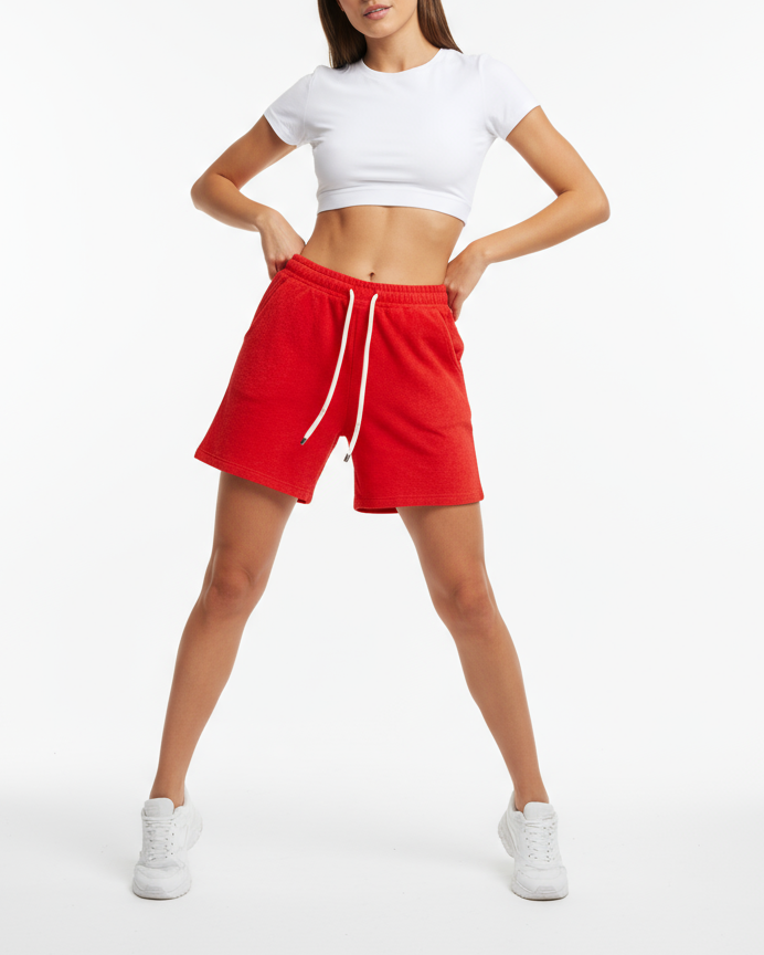 Bermuda Lungo con Tasche Profonde Rosso