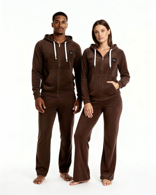 Felpa Zip in Spugna con Cappuccio