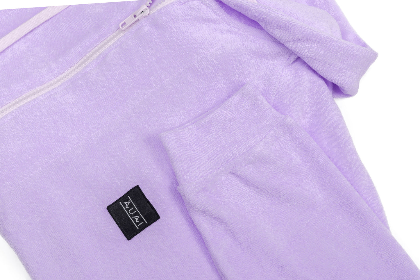 Felpa Zip in Spugna con Cappuccio Twilight Lilac