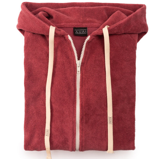Felpa Zip in Spugna con Cappuccio Wanderer Wine