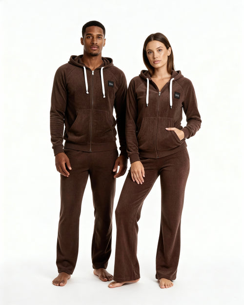 Felpa Zip in Spugna con Cappuccio