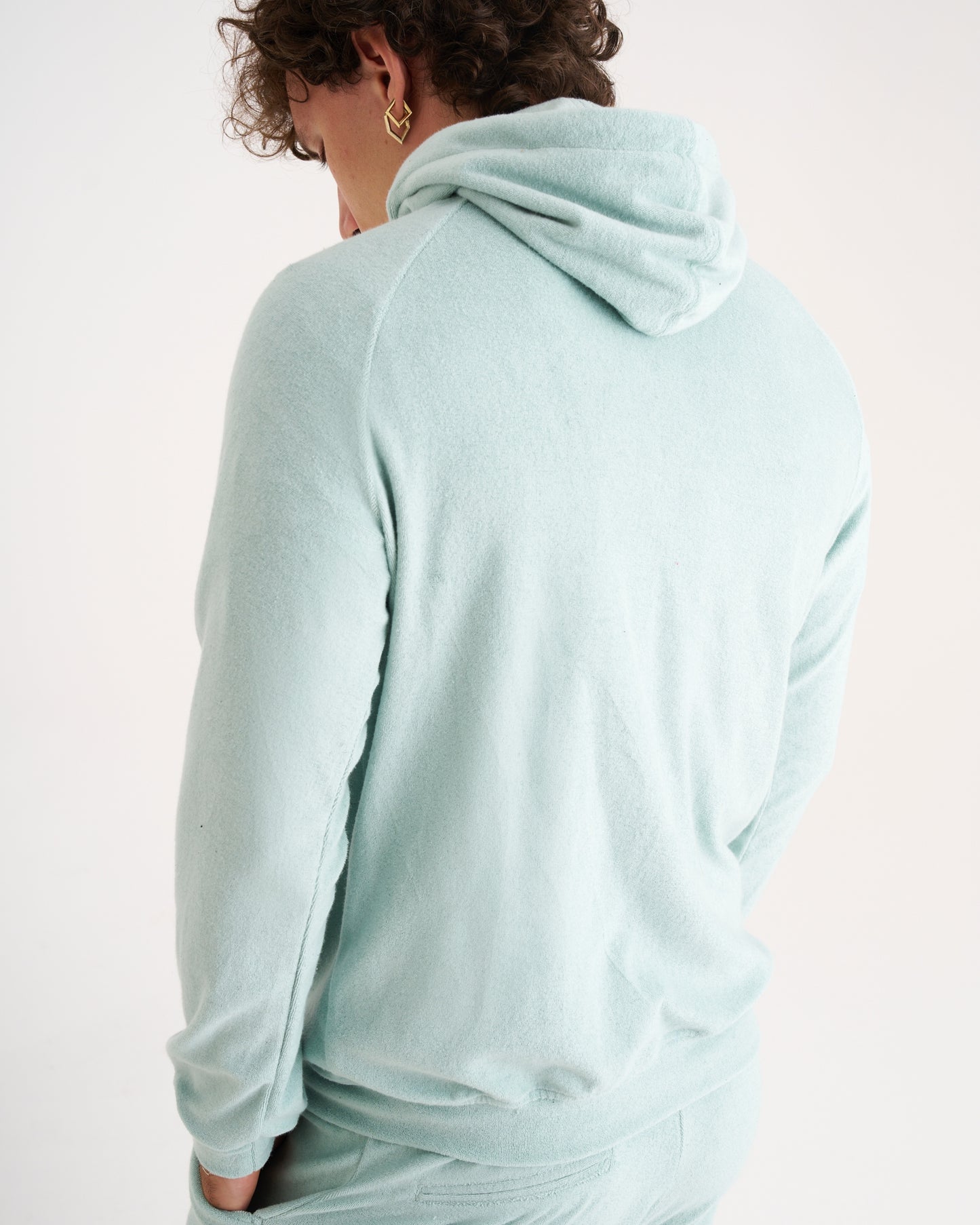 Felpa Zip in Spugna con Cappuccio Ocean Bluegreen