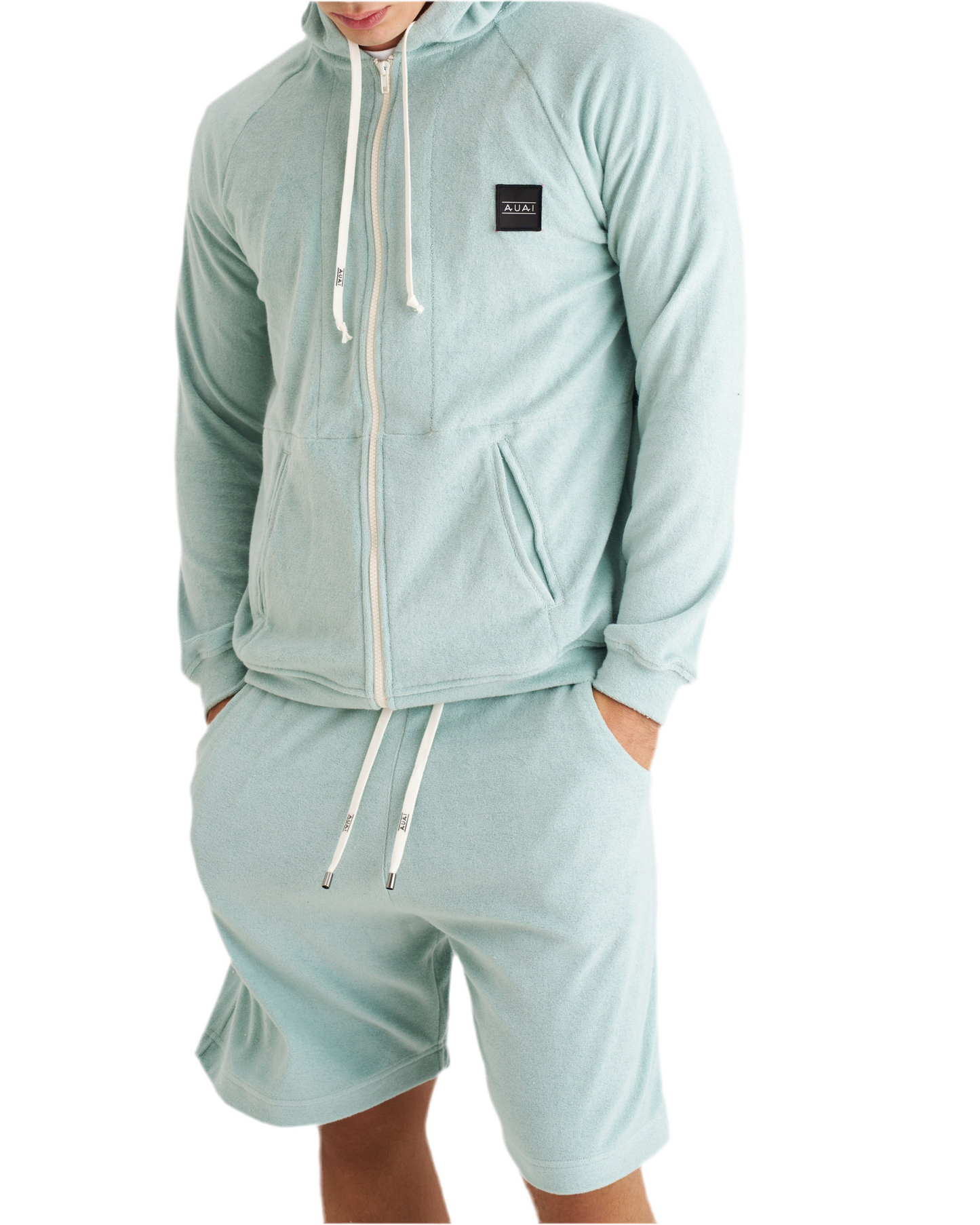 Felpa Zip in Spugna con Cappuccio Ocean Bluegreen