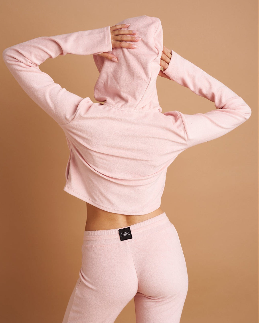 Felpa Zip Crop con Cappuccio in Spugna