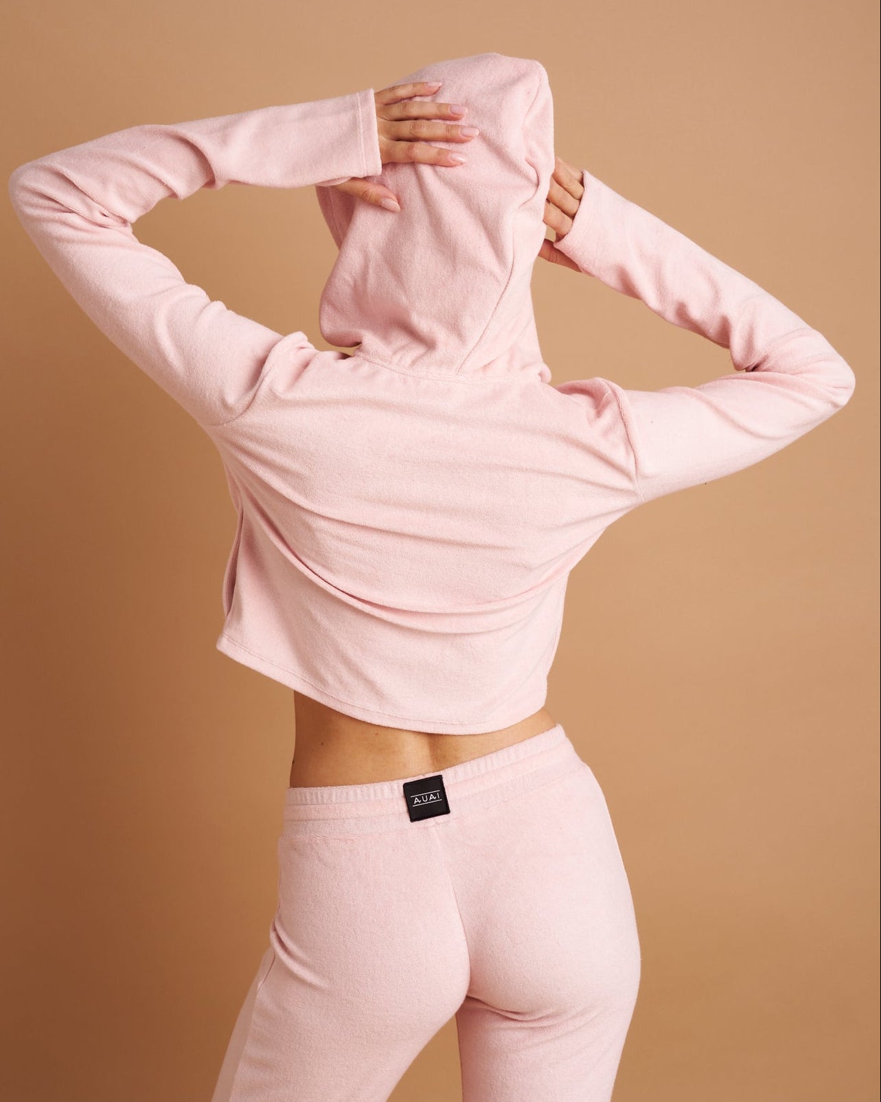 Felpa Zip Crop con Cappuccio in Spugna