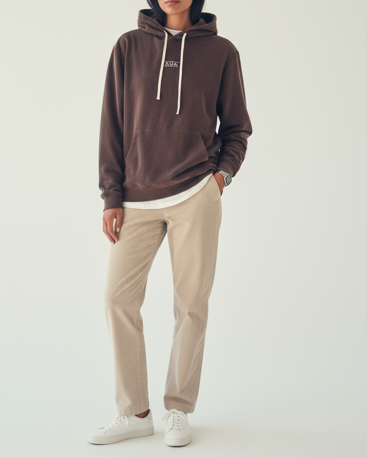 Felpa Over con Cappuccio in Spugna