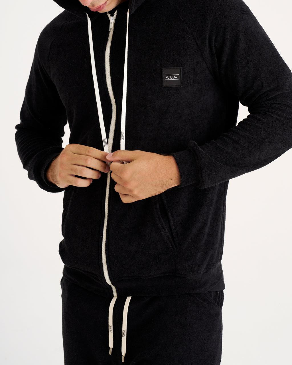 Felpa Zip in Spugna con Cappuccio