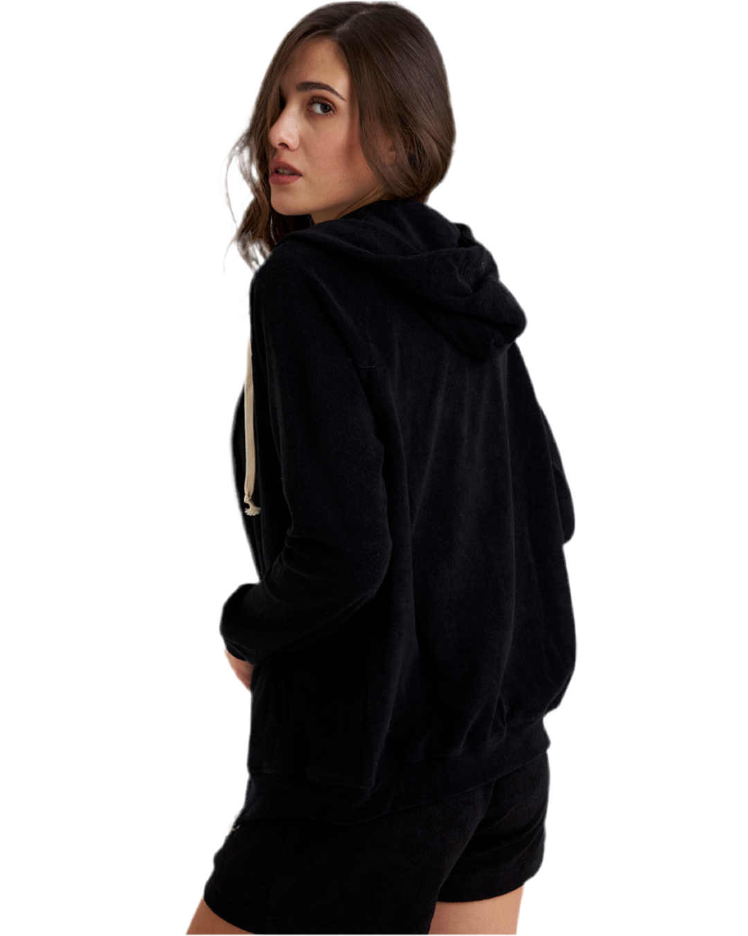 Felpa Zip in Spugna con Cappuccio Freedom Black