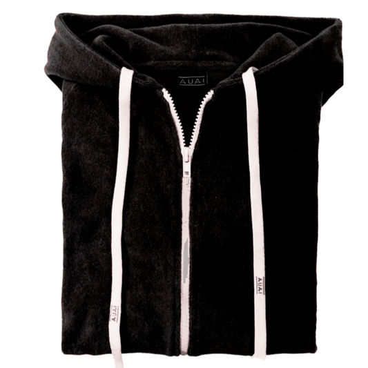 Felpa Zip in Spugna con Cappuccio Freedom Black