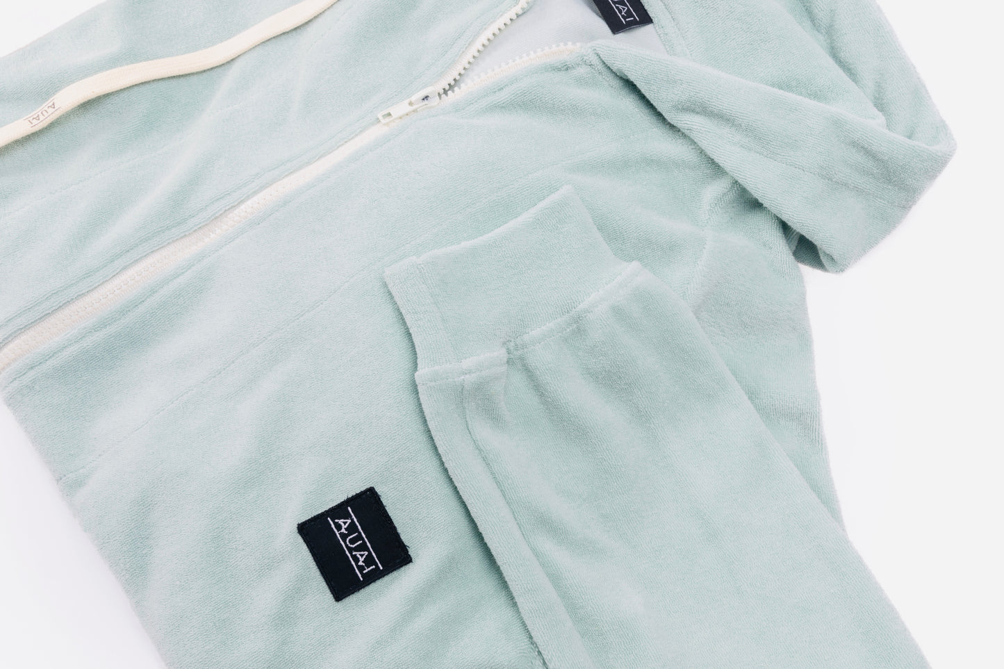 Felpa Zip in Spugna con Cappuccio Ocean Bluegreen