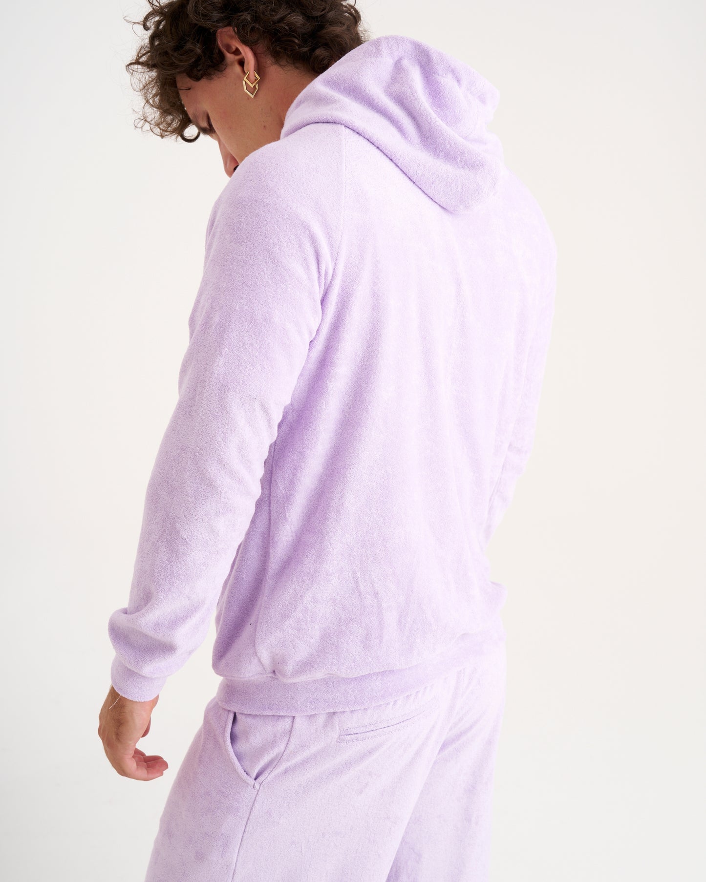 Felpa Zip in Spugna con Cappuccio Twilight Lilac