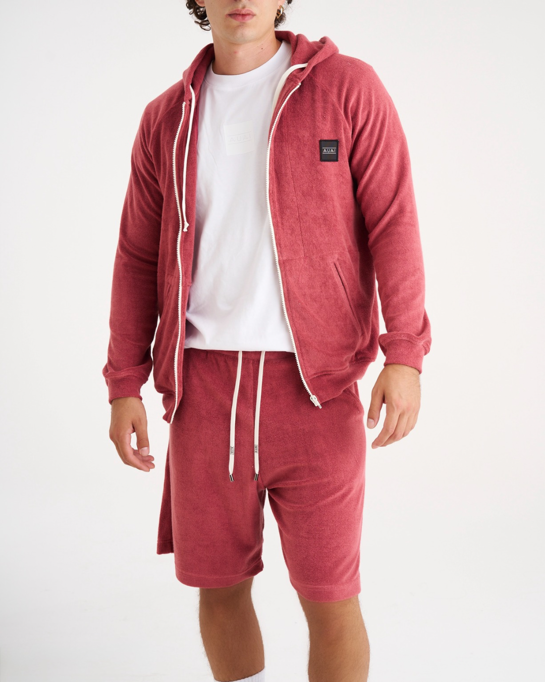 Felpa Zip in Spugna con Cappuccio Wanderer Wine