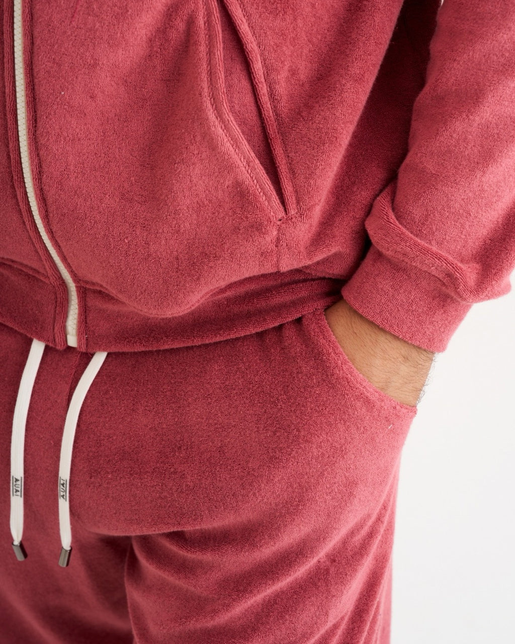 Felpa Zip in Spugna con Cappuccio